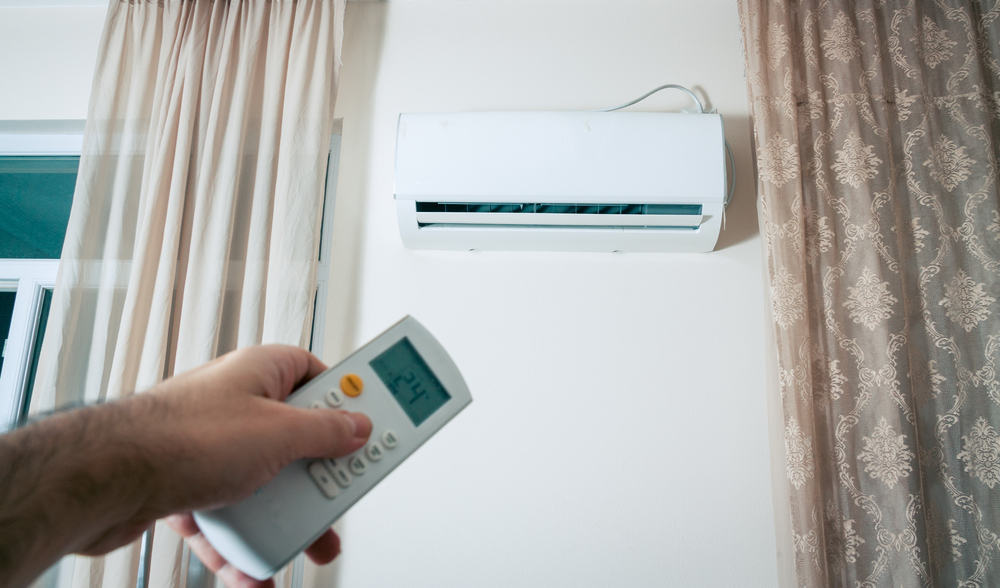 Air conditioning unit closeup at home